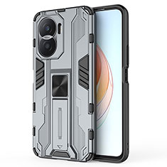 Funda Bumper Silicona y Plastico Mate Carcasa con Magnetico Soporte KC1 para Huawei Honor X40i 5G Gris