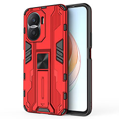 Funda Bumper Silicona y Plastico Mate Carcasa con Magnetico Soporte KC1 para Huawei Honor X40i 5G Rojo