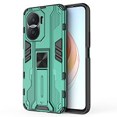 Funda Bumper Silicona y Plastico Mate Carcasa con Magnetico Soporte KC1 para Huawei Honor X40i 5G Verde