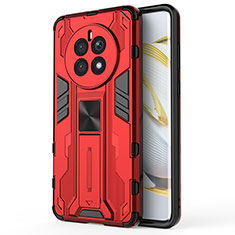 Funda Bumper Silicona y Plastico Mate Carcasa con Magnetico Soporte KC1 para Huawei Mate 50 Rojo