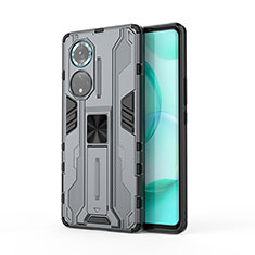 Funda Bumper Silicona y Plastico Mate Carcasa con Magnetico Soporte KC1 para Huawei Nova 9 Pro Gris