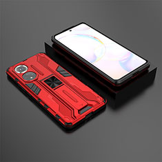 Funda Bumper Silicona y Plastico Mate Carcasa con Magnetico Soporte KC1 para Huawei Nova 9 Rojo