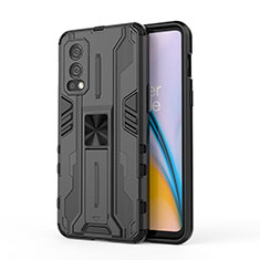 Funda Bumper Silicona y Plastico Mate Carcasa con Magnetico Soporte KC1 para OnePlus Nord 2 5G Negro