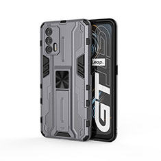 Funda Bumper Silicona y Plastico Mate Carcasa con Magnetico Soporte KC1 para Realme GT 5G Gris