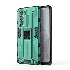 Funda Bumper Silicona y Plastico Mate Carcasa con Magnetico Soporte KC1 para Realme GT Master Explorer 5G Verde