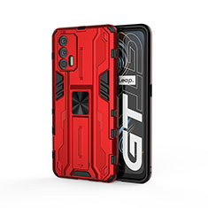 Funda Bumper Silicona y Plastico Mate Carcasa con Magnetico Soporte KC1 para Realme GT Neo 2T 5G Rojo