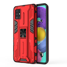Funda Bumper Silicona y Plastico Mate Carcasa con Magnetico Soporte KC1 para Samsung Galaxy A51 5G Rojo