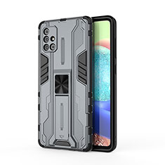 Funda Bumper Silicona y Plastico Mate Carcasa con Magnetico Soporte KC1 para Samsung Galaxy A71 5G Gris