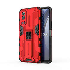 Funda Bumper Silicona y Plastico Mate Carcasa con Magnetico Soporte KC1 para Vivo iQOO Z3 5G Rojo