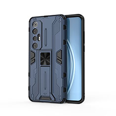 Funda Bumper Silicona y Plastico Mate Carcasa con Magnetico Soporte KC1 para Xiaomi Mi 10S 5G Azul