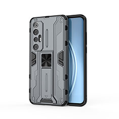 Funda Bumper Silicona y Plastico Mate Carcasa con Magnetico Soporte KC1 para Xiaomi Mi 10S 5G Gris