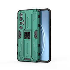 Funda Bumper Silicona y Plastico Mate Carcasa con Magnetico Soporte KC1 para Xiaomi Mi 10S 5G Verde