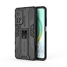 Funda Bumper Silicona y Plastico Mate Carcasa con Magnetico Soporte KC1 para Xiaomi Mi 10T Pro 5G Negro