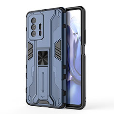 Funda Bumper Silicona y Plastico Mate Carcasa con Magnetico Soporte KC1 para Xiaomi Mi 11T 5G Azul