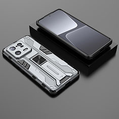 Funda Bumper Silicona y Plastico Mate Carcasa con Magnetico Soporte KC1 para Xiaomi Mi 13 Pro 5G Gris