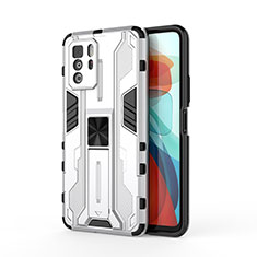 Funda Bumper Silicona y Plastico Mate Carcasa con Magnetico Soporte KC1 para Xiaomi Poco X3 GT 5G Plata