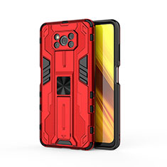 Funda Bumper Silicona y Plastico Mate Carcasa con Magnetico Soporte KC1 para Xiaomi Poco X3 Pro Rojo