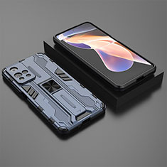 Funda Bumper Silicona y Plastico Mate Carcasa con Magnetico Soporte KC1 para Xiaomi Poco X4 NFC Azul