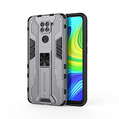 Funda Bumper Silicona y Plastico Mate Carcasa con Magnetico Soporte KC1 para Xiaomi Redmi 10X 4G Gris