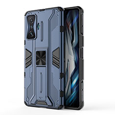 Funda Bumper Silicona y Plastico Mate Carcasa con Magnetico Soporte KC1 para Xiaomi Redmi K50 Gaming 5G Azul