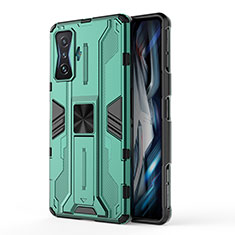 Funda Bumper Silicona y Plastico Mate Carcasa con Magnetico Soporte KC1 para Xiaomi Redmi K50 Gaming 5G Verde