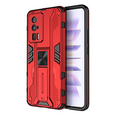 Funda Bumper Silicona y Plastico Mate Carcasa con Magnetico Soporte KC1 para Xiaomi Redmi K60 5G Rojo