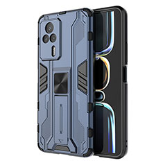 Funda Bumper Silicona y Plastico Mate Carcasa con Magnetico Soporte KC1 para Xiaomi Redmi K60E 5G Azul