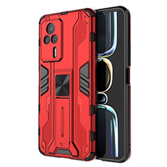 Funda Bumper Silicona y Plastico Mate Carcasa con Magnetico Soporte KC1 para Xiaomi Redmi K60E 5G Rojo