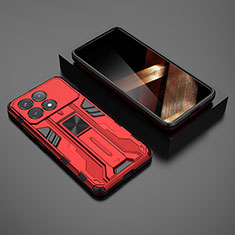 Funda Bumper Silicona y Plastico Mate Carcasa con Magnetico Soporte KC1 para Xiaomi Redmi K70 5G Rojo