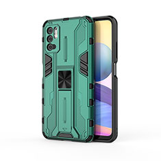 Funda Bumper Silicona y Plastico Mate Carcasa con Magnetico Soporte KC1 para Xiaomi Redmi Note 10 5G Verde