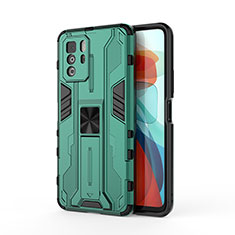 Funda Bumper Silicona y Plastico Mate Carcasa con Magnetico Soporte KC1 para Xiaomi Redmi Note 10 Pro 5G Verde