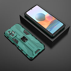 Funda Bumper Silicona y Plastico Mate Carcasa con Magnetico Soporte KC1 para Xiaomi Redmi Note 10 Pro Max Verde