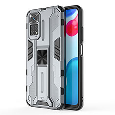 Funda Bumper Silicona y Plastico Mate Carcasa con Magnetico Soporte KC1 para Xiaomi Redmi Note 11 4G (2022) Gris