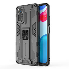 Funda Bumper Silicona y Plastico Mate Carcasa con Magnetico Soporte KC1 para Xiaomi Redmi Note 11S 4G Negro