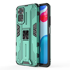 Funda Bumper Silicona y Plastico Mate Carcasa con Magnetico Soporte KC1 para Xiaomi Redmi Note 11S 4G Verde