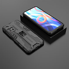 Funda Bumper Silicona y Plastico Mate Carcasa con Magnetico Soporte KC1 para Xiaomi Redmi Note 11S 5G Negro