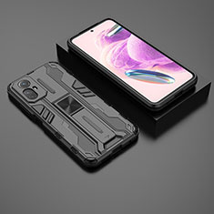 Funda Bumper Silicona y Plastico Mate Carcasa con Magnetico Soporte KC1 para Xiaomi Redmi Note 12S Negro