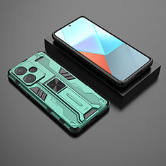 Funda Bumper Silicona y Plastico Mate Carcasa con Magnetico Soporte KC1 para Xiaomi Redmi Note 13 Pro+ Plus 5G Verde