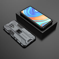 Funda Bumper Silicona y Plastico Mate Carcasa con Magnetico Soporte KC1 para Xiaomi Redmi Note 9S Gris