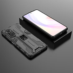 Funda Bumper Silicona y Plastico Mate Carcasa con Magnetico Soporte KC2 para Huawei Honor 50 SE 5G Negro