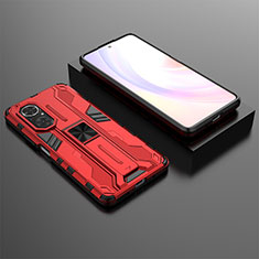 Funda Bumper Silicona y Plastico Mate Carcasa con Magnetico Soporte KC2 para Huawei Honor 50 SE 5G Rojo