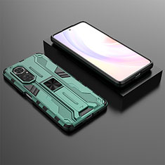 Funda Bumper Silicona y Plastico Mate Carcasa con Magnetico Soporte KC2 para Huawei Nova 9 SE Verde