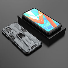 Funda Bumper Silicona y Plastico Mate Carcasa con Magnetico Soporte KC2 para Realme 8s 5G Gris