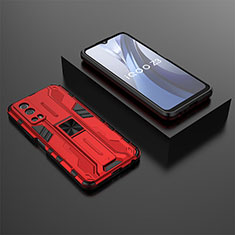 Funda Bumper Silicona y Plastico Mate Carcasa con Magnetico Soporte KC2 para Vivo Y75s 5G Rojo