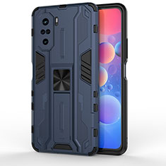 Funda Bumper Silicona y Plastico Mate Carcasa con Magnetico Soporte KC2 para Xiaomi Mi 11X 5G Azul