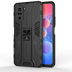 Funda Bumper Silicona y Plastico Mate Carcasa con Magnetico Soporte KC2 para Xiaomi Mi 11X 5G Negro