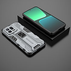 Funda Bumper Silicona y Plastico Mate Carcasa con Magnetico Soporte KC2 para Xiaomi Mi 13 5G Gris