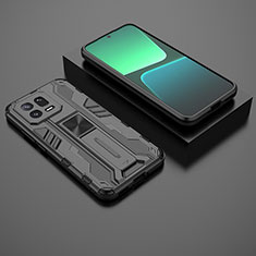 Funda Bumper Silicona y Plastico Mate Carcasa con Magnetico Soporte KC2 para Xiaomi Mi 13 5G Negro