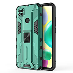 Funda Bumper Silicona y Plastico Mate Carcasa con Magnetico Soporte KC2 para Xiaomi POCO C31 Verde