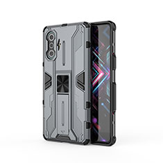 Funda Bumper Silicona y Plastico Mate Carcasa con Magnetico Soporte KC2 para Xiaomi Redmi K40 Gaming 5G Gris